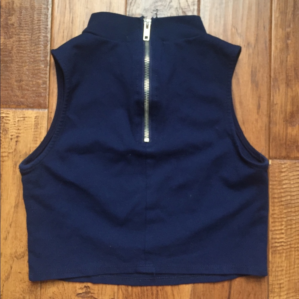 Navy Crop Halter Top